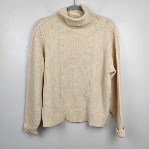 Vintage 60s Brent Montgomery Ward Turtleneck Sweater Womens Medium Knit Beige